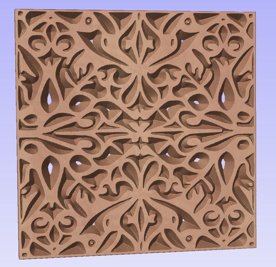 Symmetric ornament stencil - CNC carving or laser cut 3D print model_9