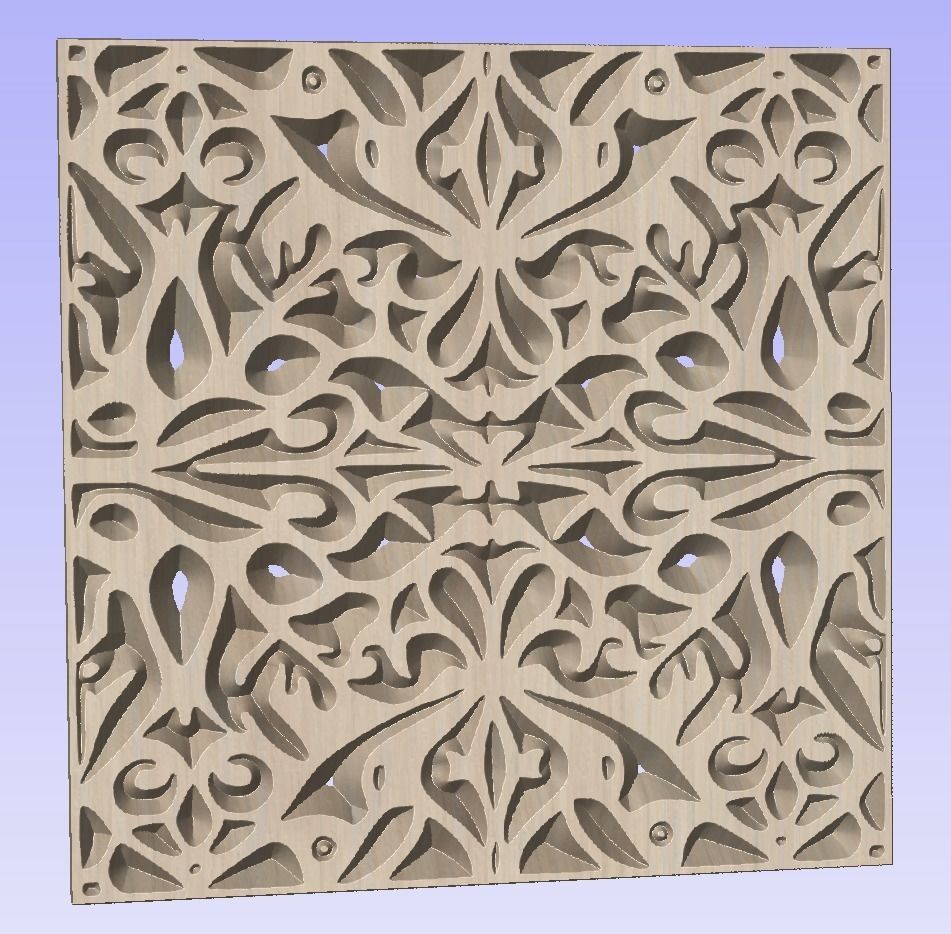 Symmetric ornament stencil - CNC carving or laser cut 3D print model_4