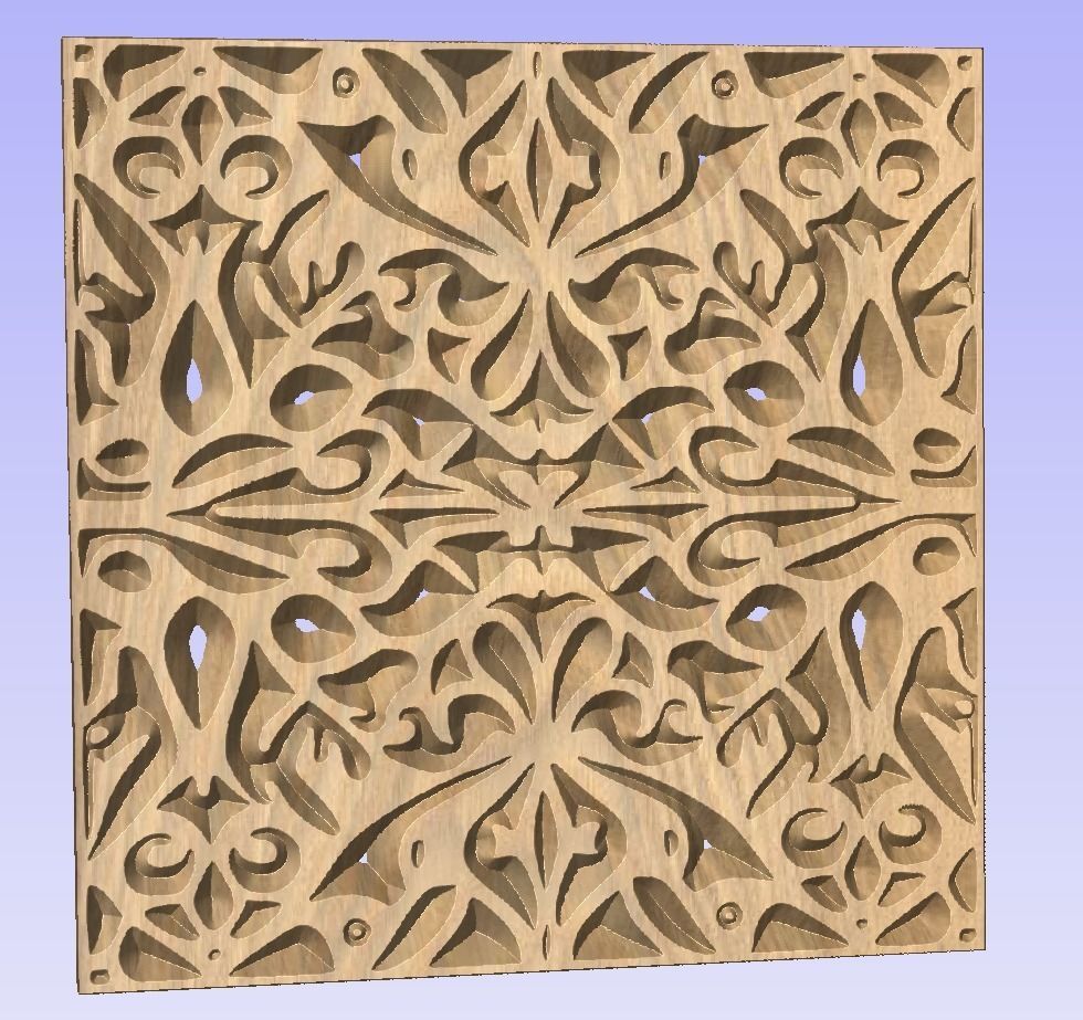 Symmetric ornament stencil - CNC carving or laser cut 3D print model_3