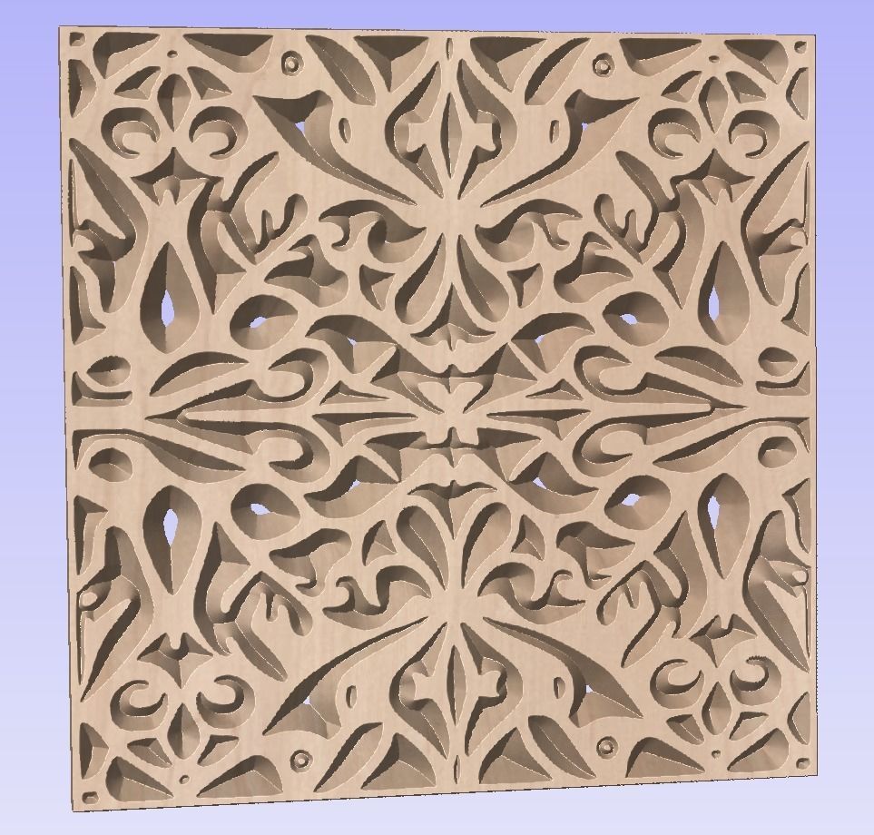 Symmetric ornament stencil - CNC carving or laser cut 3D print model_2
