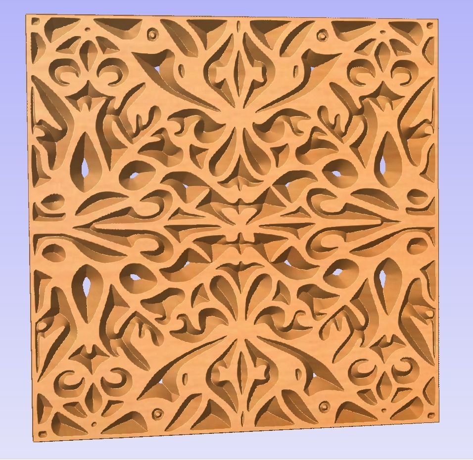 Symmetric ornament stencil - CNC carving or laser cut 3D print model_7