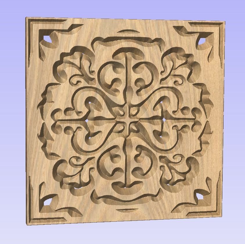 Symmetric ornament stencil - CNC carving or laser cut 3D print model_9