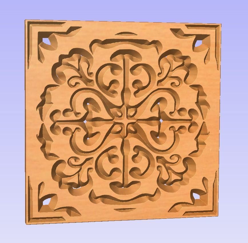 Symmetric ornament stencil - CNC carving or laser cut 3D print model_3