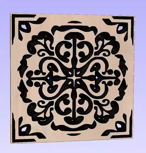 Symmetric ornament stencil - CNC carving or laser cut 3D print model