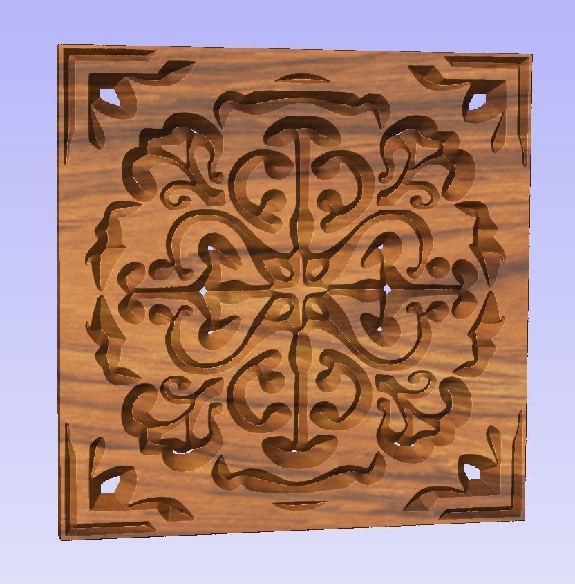 Symmetric ornament stencil - CNC carving or laser cut 3D print model_4