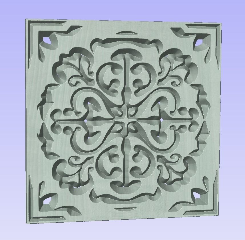 Symmetric ornament stencil - CNC carving or laser cut 3D print model_5