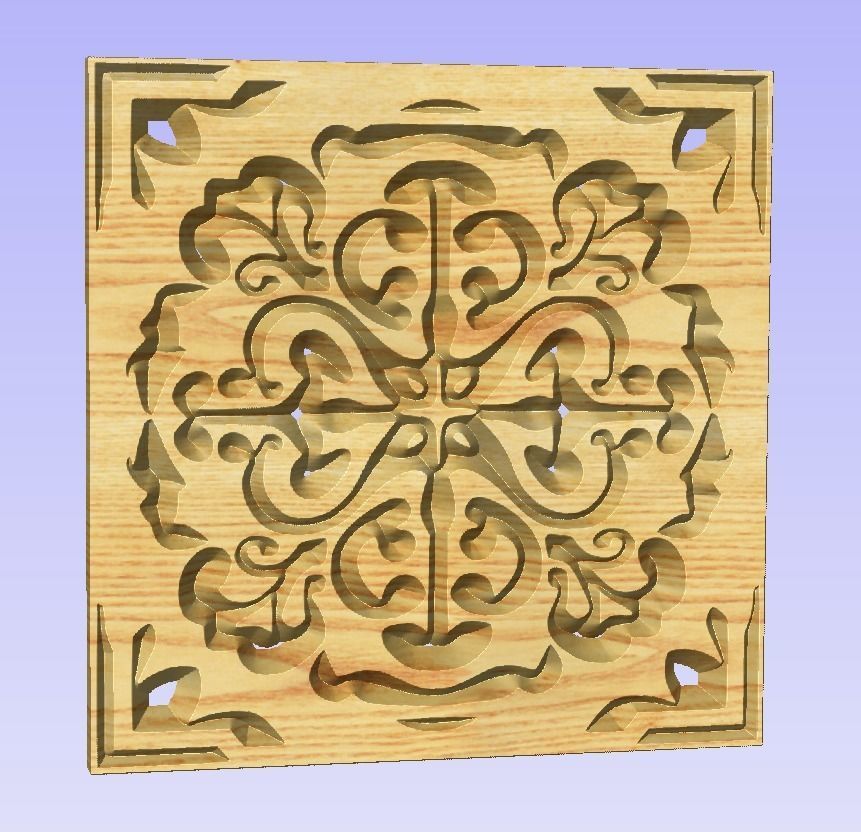Symmetric ornament stencil - CNC carving or laser cut 3D print model_7