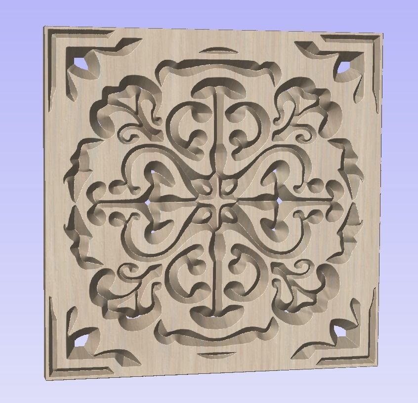 Symmetric ornament stencil - CNC carving or laser cut 3D print model_8