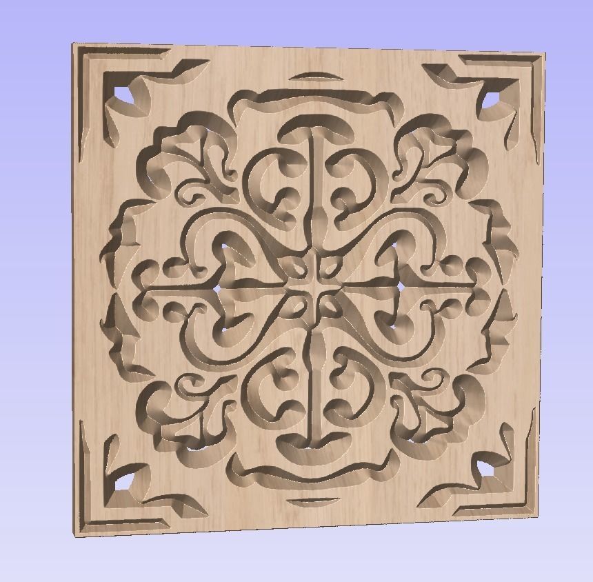 Symmetric ornament stencil - CNC carving or laser cut 3D print model_2
