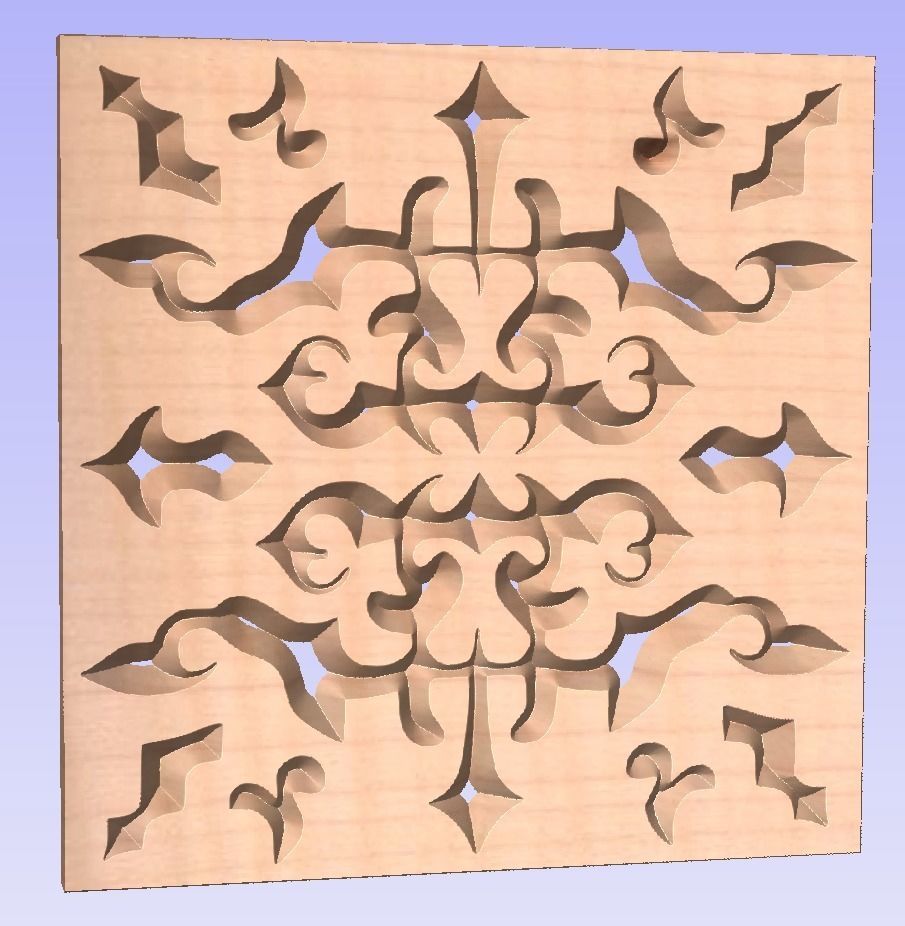 Symmetric ornament stencil - CNC carving or laser cut 3D print model_9