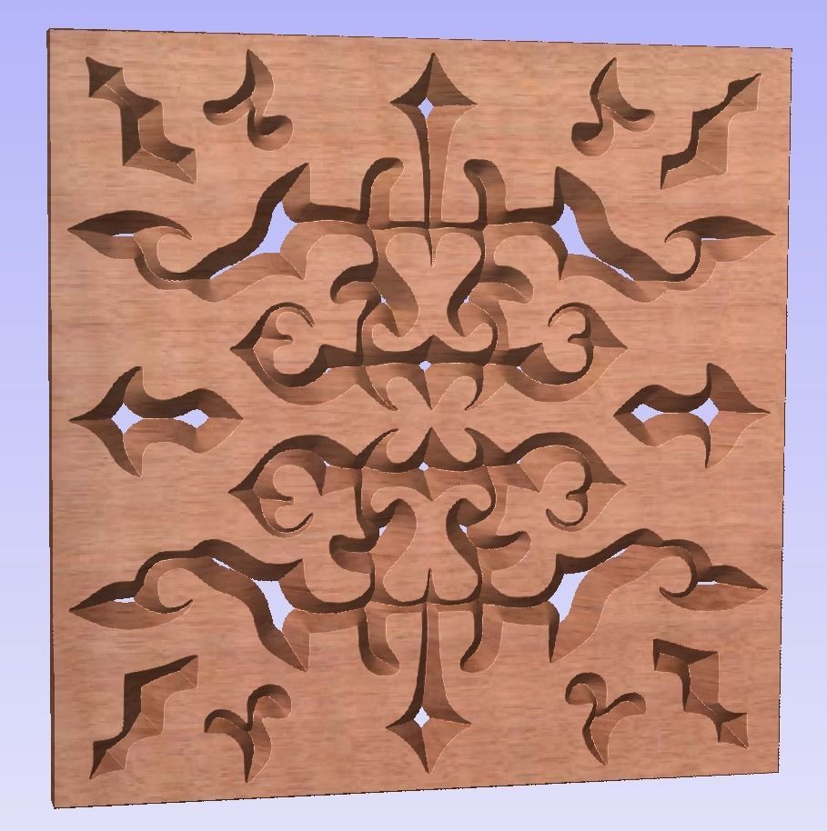 Symmetric ornament stencil - CNC carving or laser cut 3D print model_7