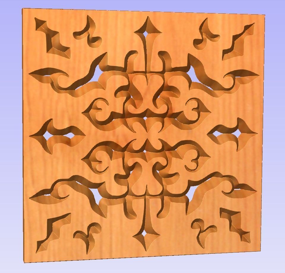 Symmetric ornament stencil - CNC carving or laser cut 3D print model_2