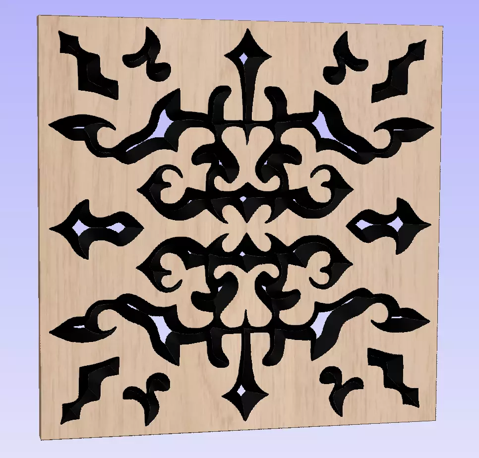 Symmetric ornament stencil - CNC carving or laser cut 3D print model_0