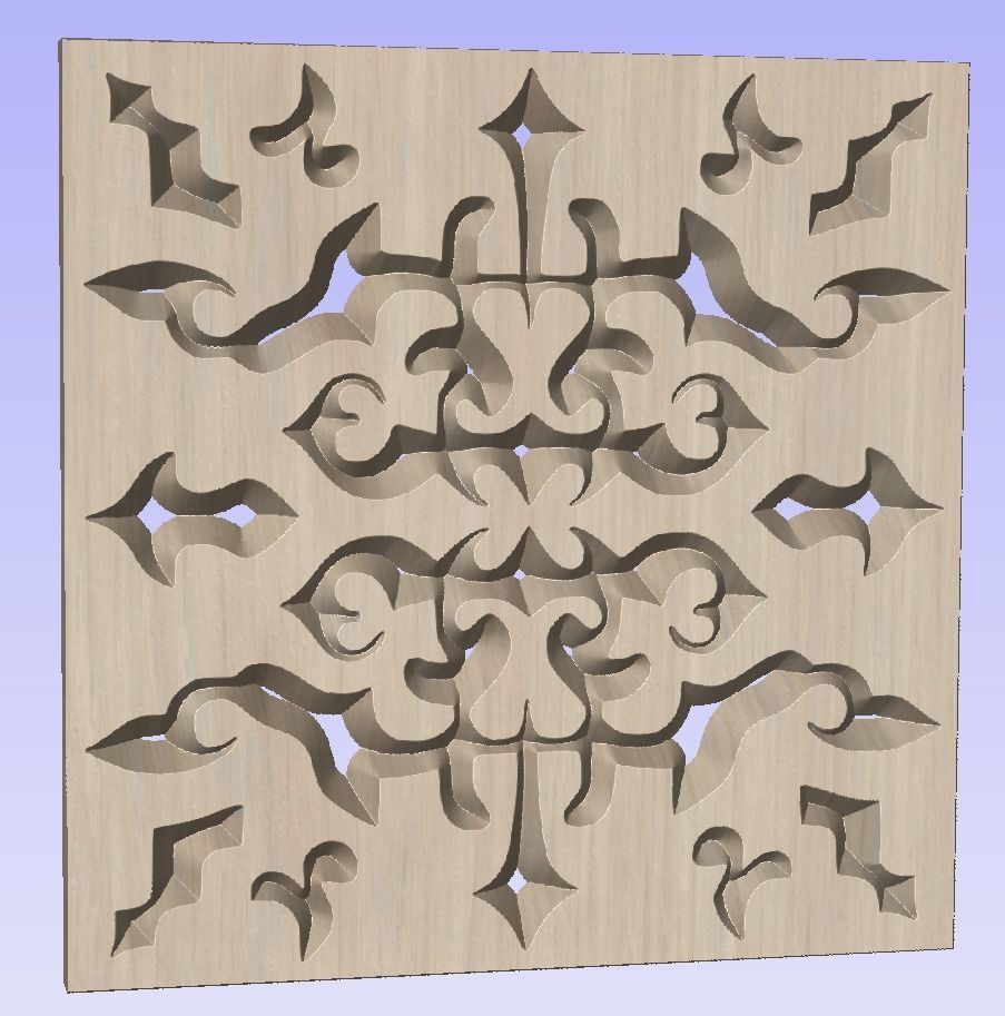 Symmetric ornament stencil - CNC carving or laser cut 3D print model_4