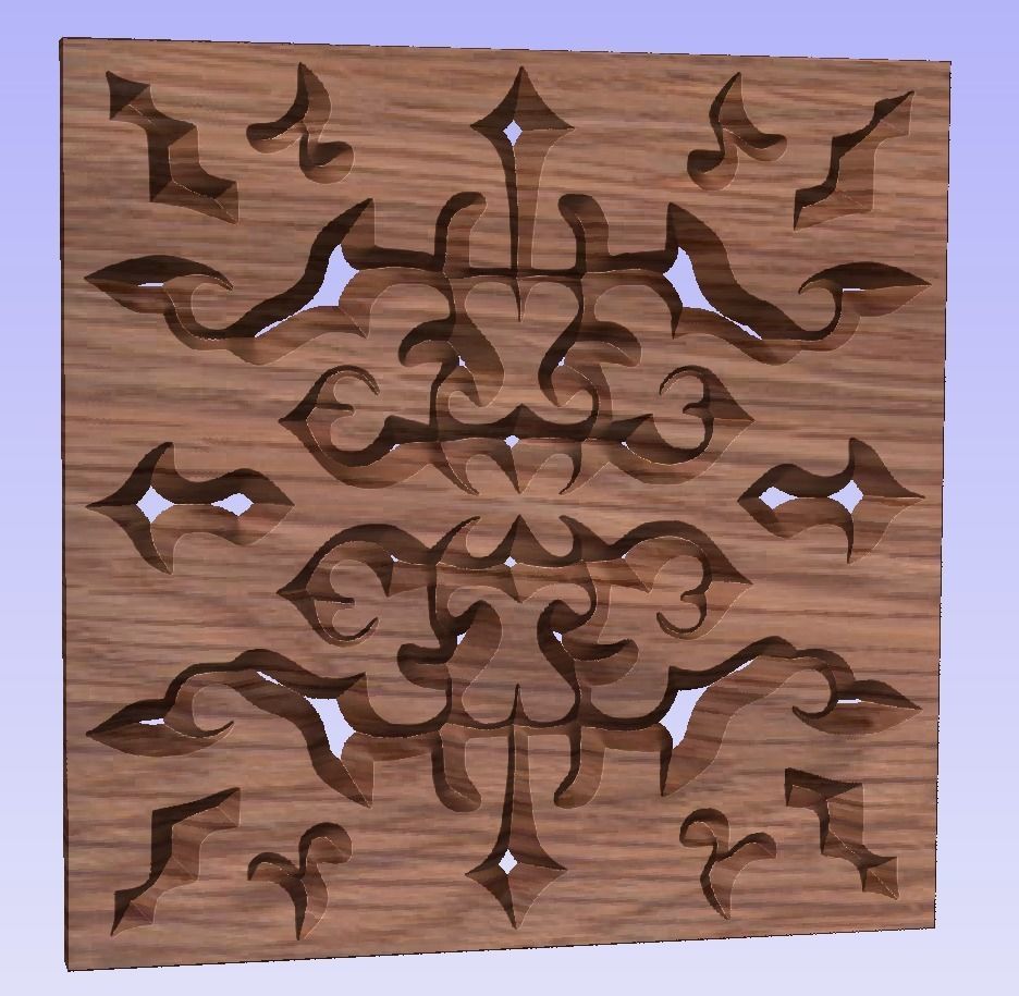 Symmetric ornament stencil - CNC carving or laser cut 3D print model_6