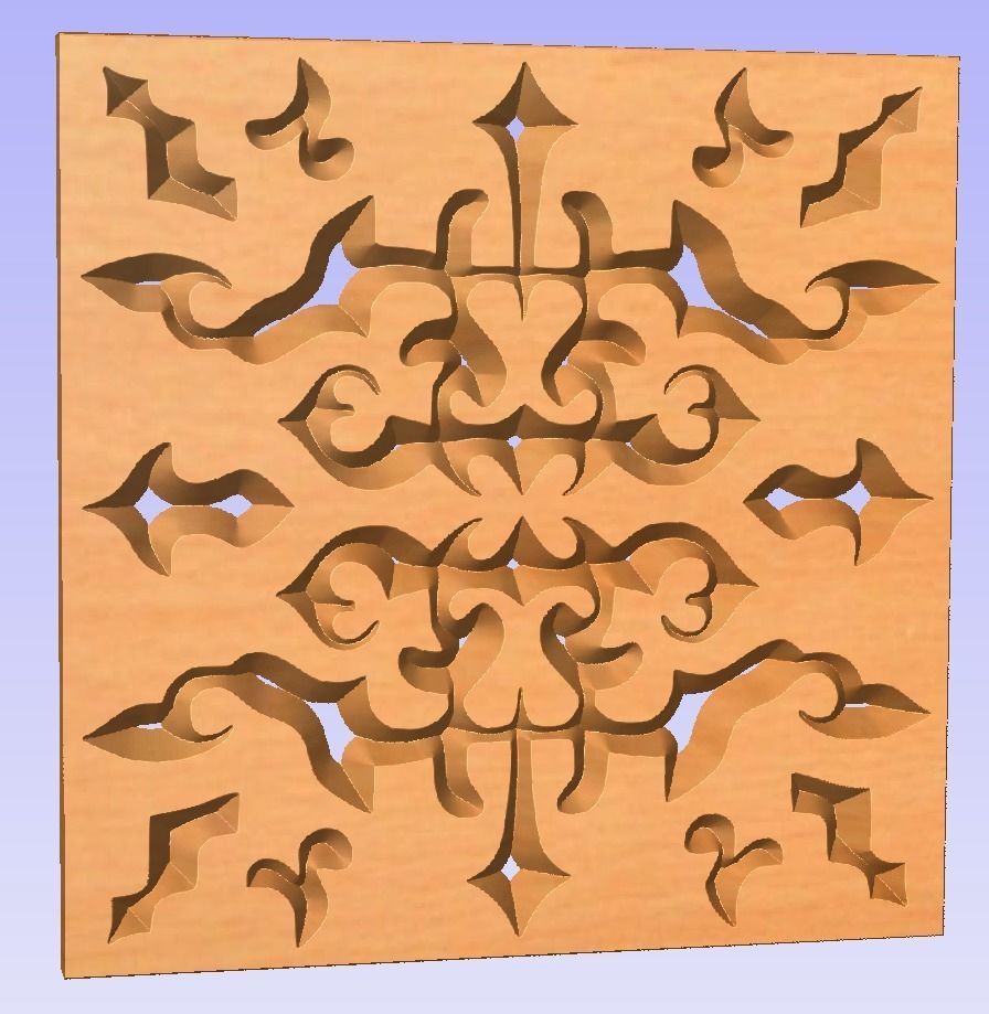 Symmetric ornament stencil - CNC carving or laser cut 3D print model_8
