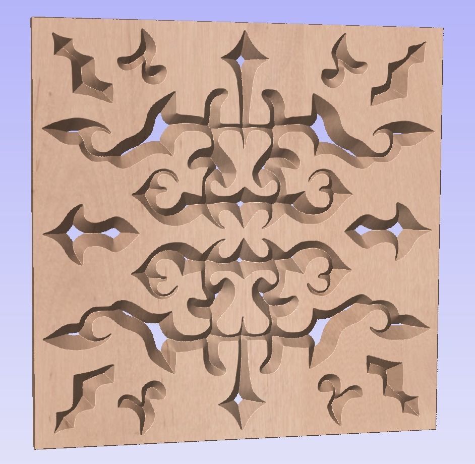 Symmetric ornament stencil - CNC carving or laser cut 3D print model_1
