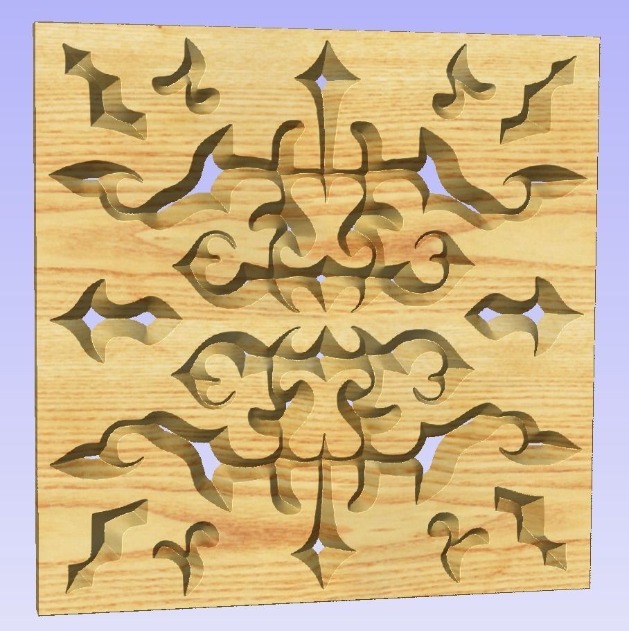 Symmetric ornament stencil - CNC carving or laser cut 3D print model_5