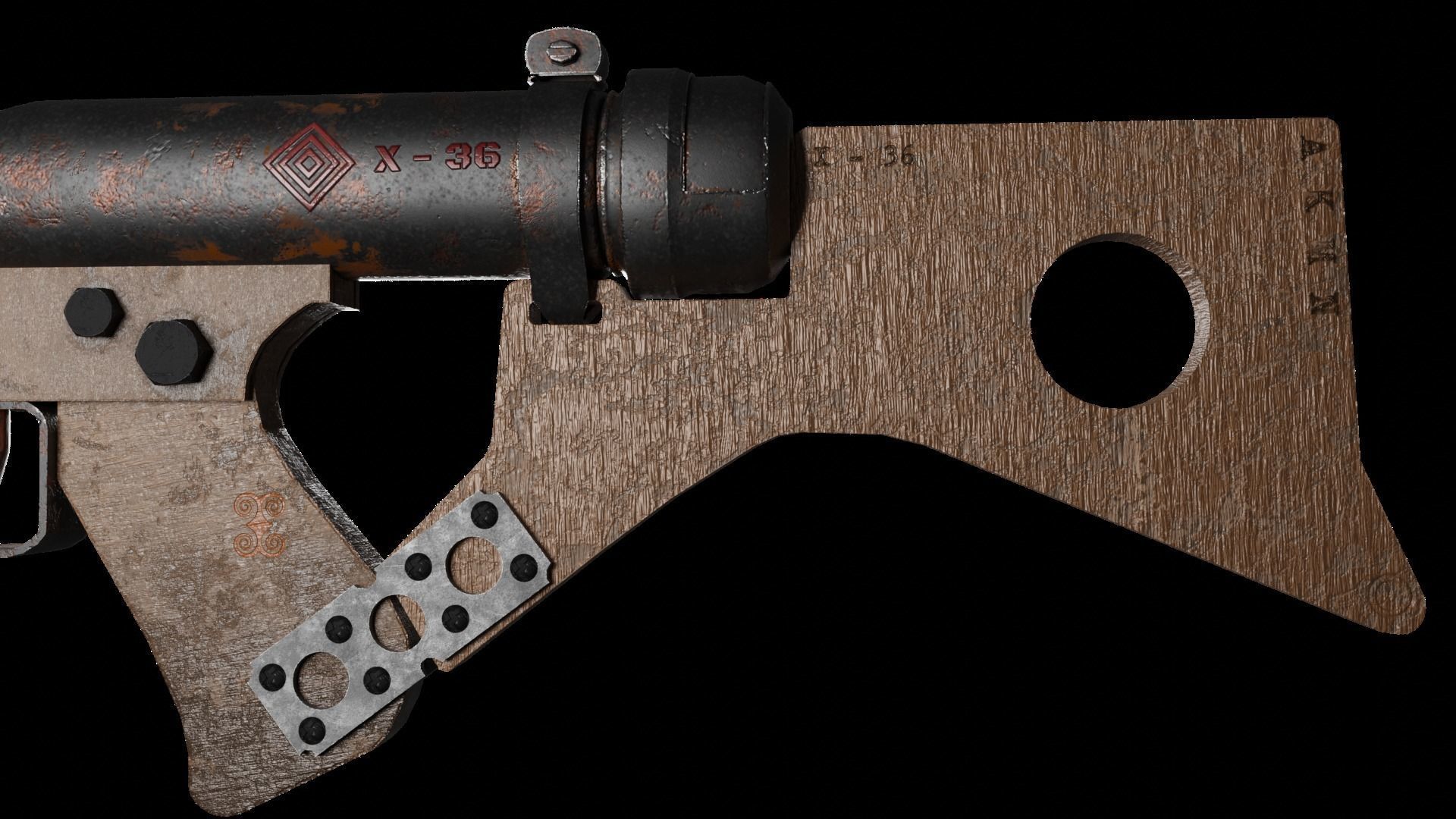 Submachine Gun  Low-poly 3D model_9