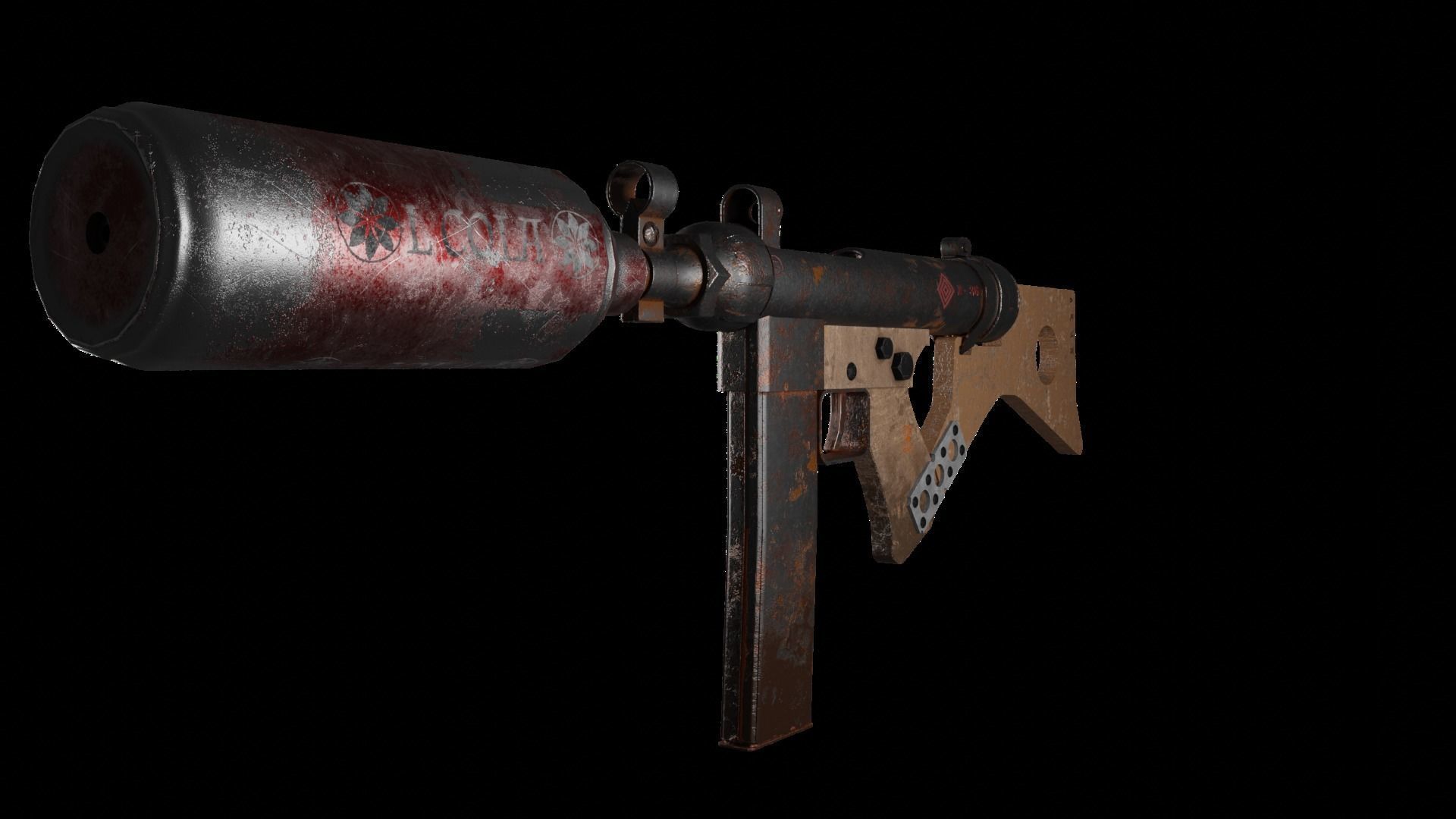 Submachine Gun  Low-poly 3D model_2