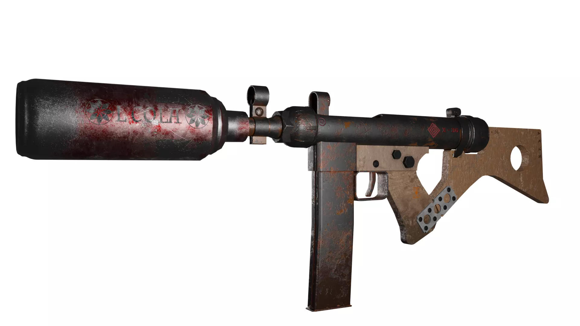 Submachine Gun  Low-poly 3D model_0