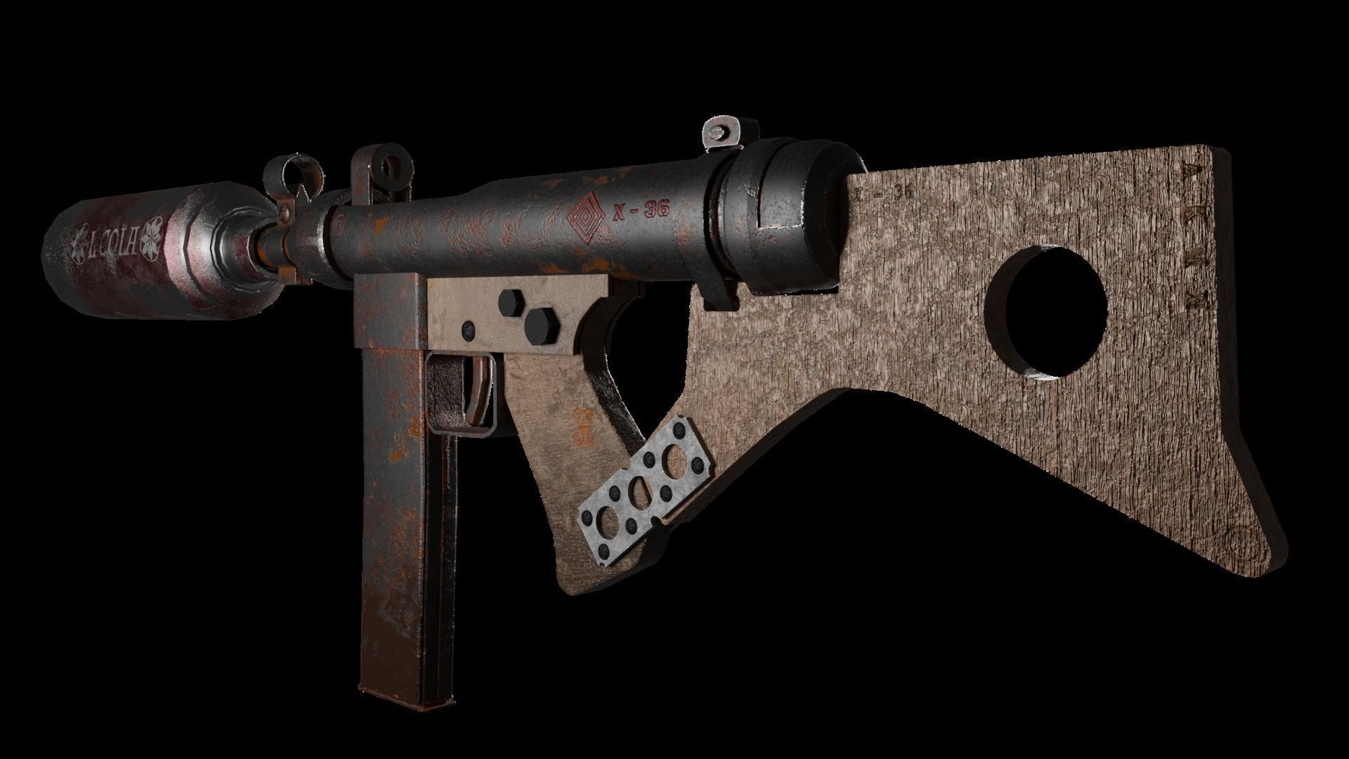 Submachine Gun  Low-poly 3D model_3