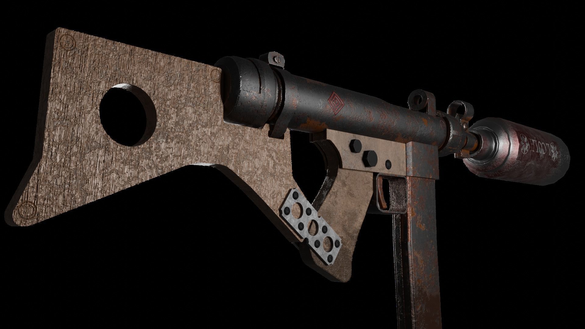 Submachine Gun  Low-poly 3D model_7