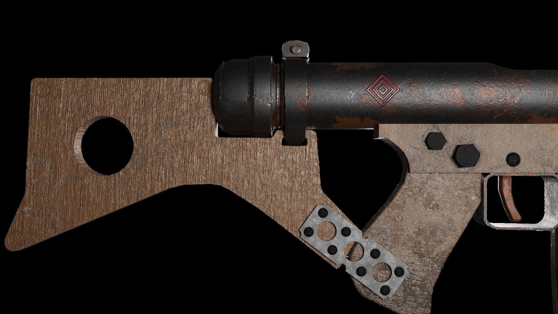 Submachine Gun  Low-poly 3D model_8