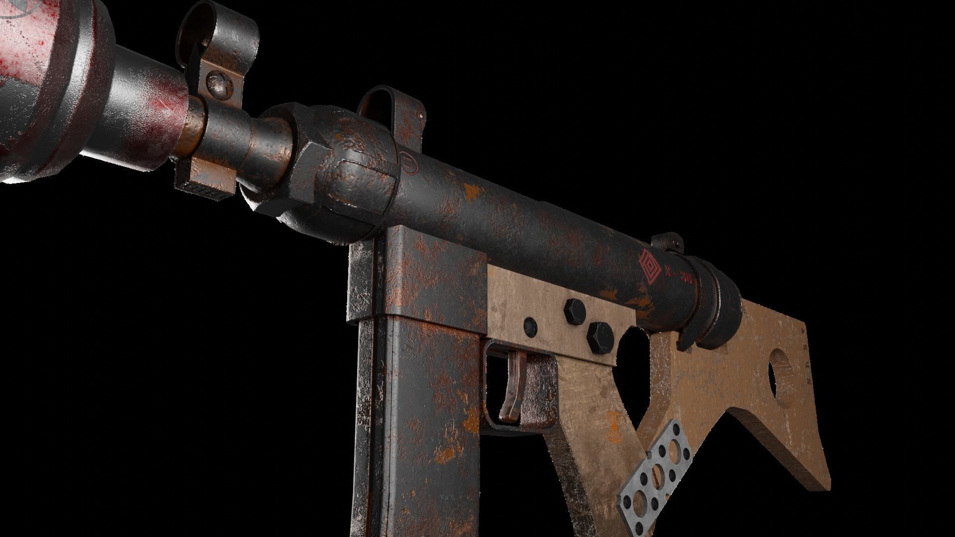 Submachine Gun  Low-poly 3D model_4