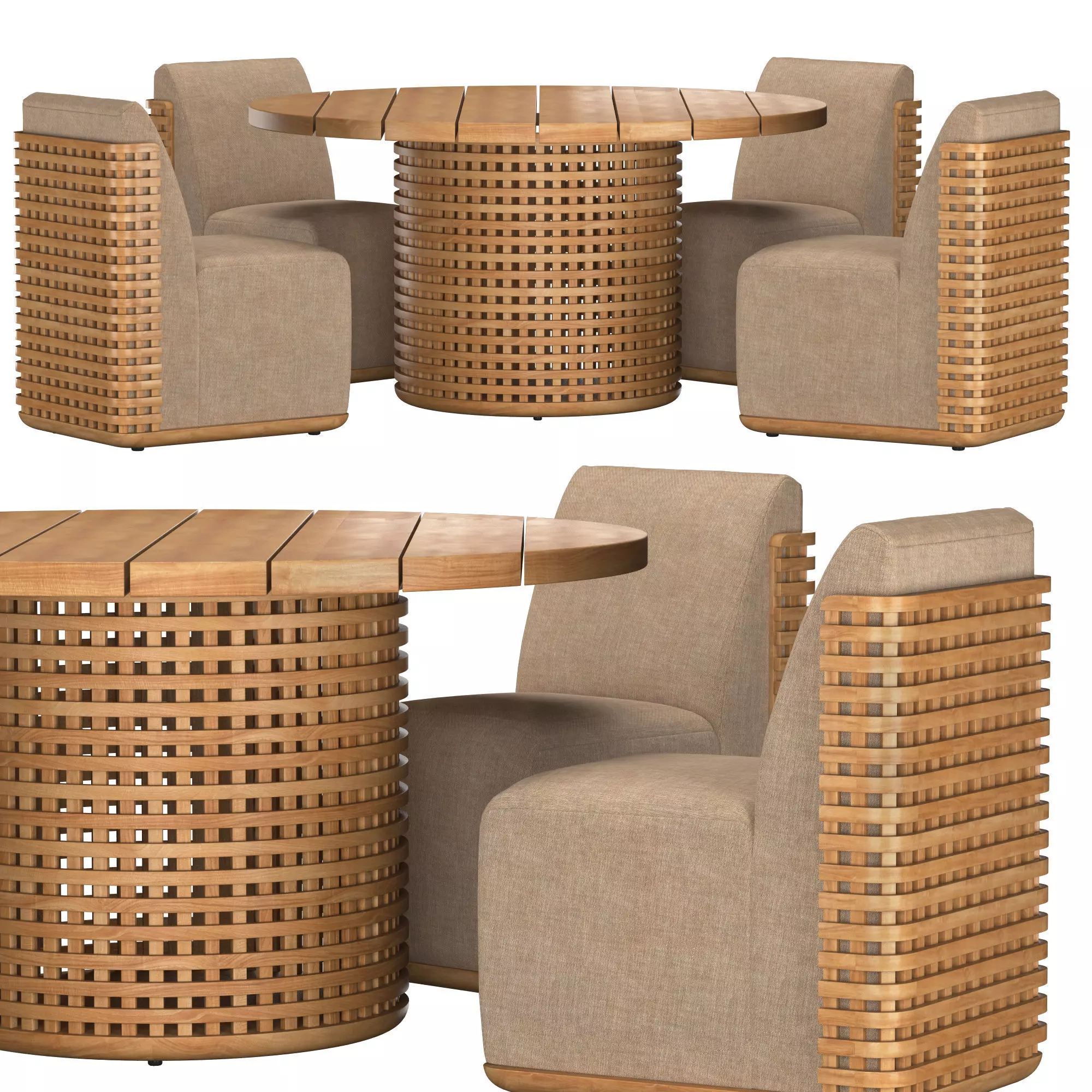 TRELICA TEAK ROUND DINING Group 3D model