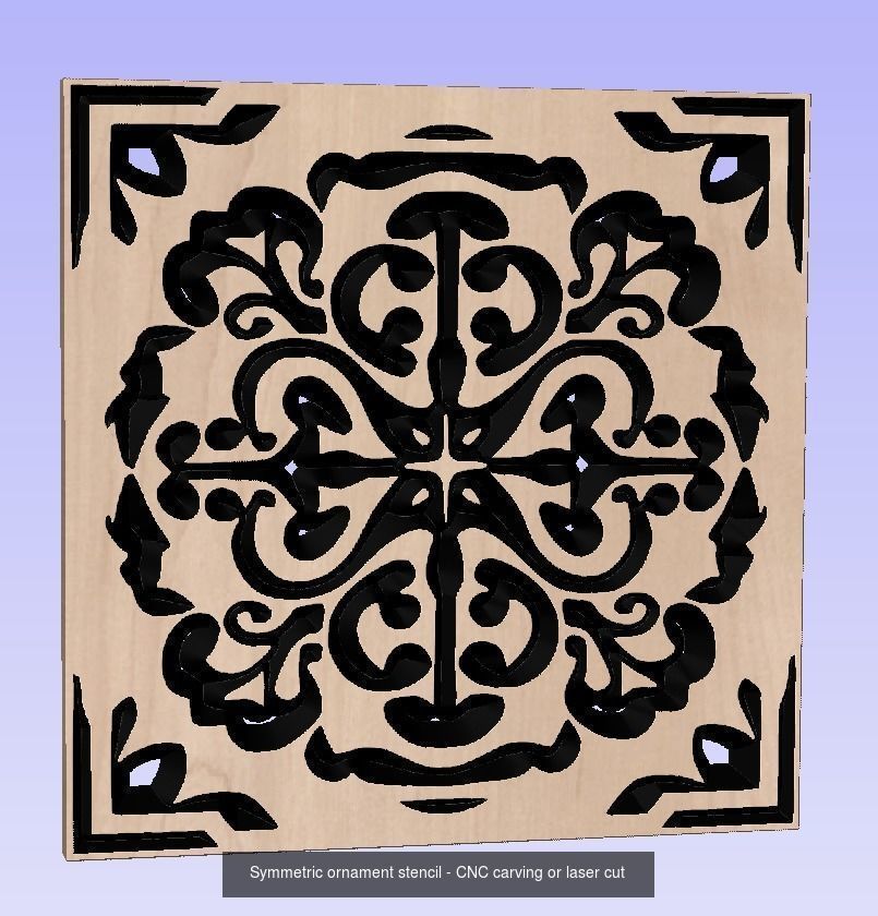 Symmetric ornament stencils for laser cut or CNC carving 3D Model Collection_3