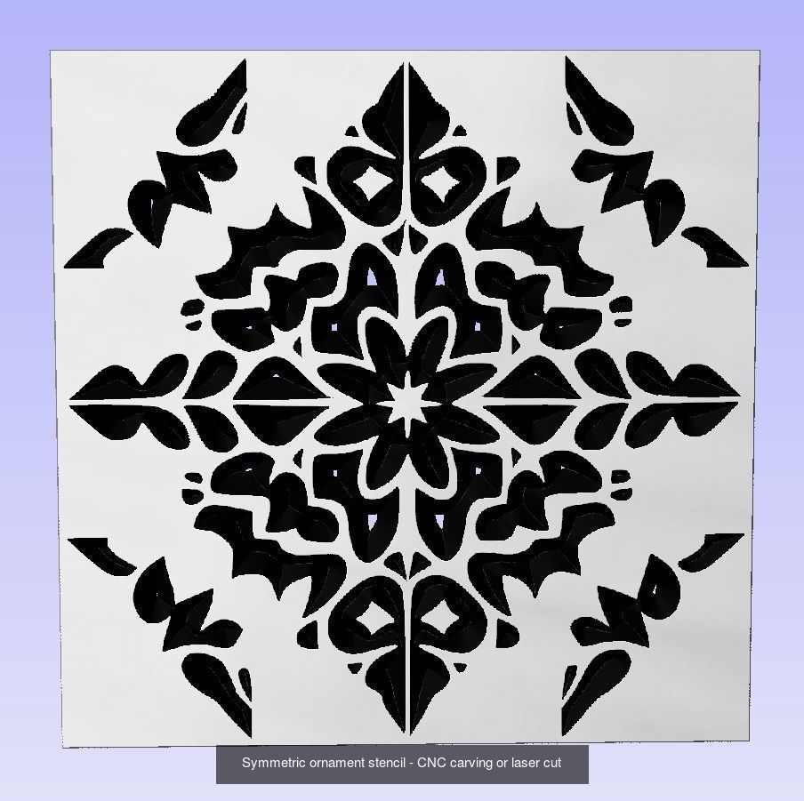 Symmetric ornament stencils for laser cut or CNC carving 3D Model Collection_1