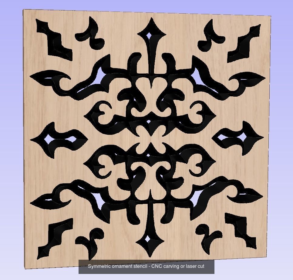 Symmetric ornament stencils for laser cut or CNC carving 3D Model Collection_4