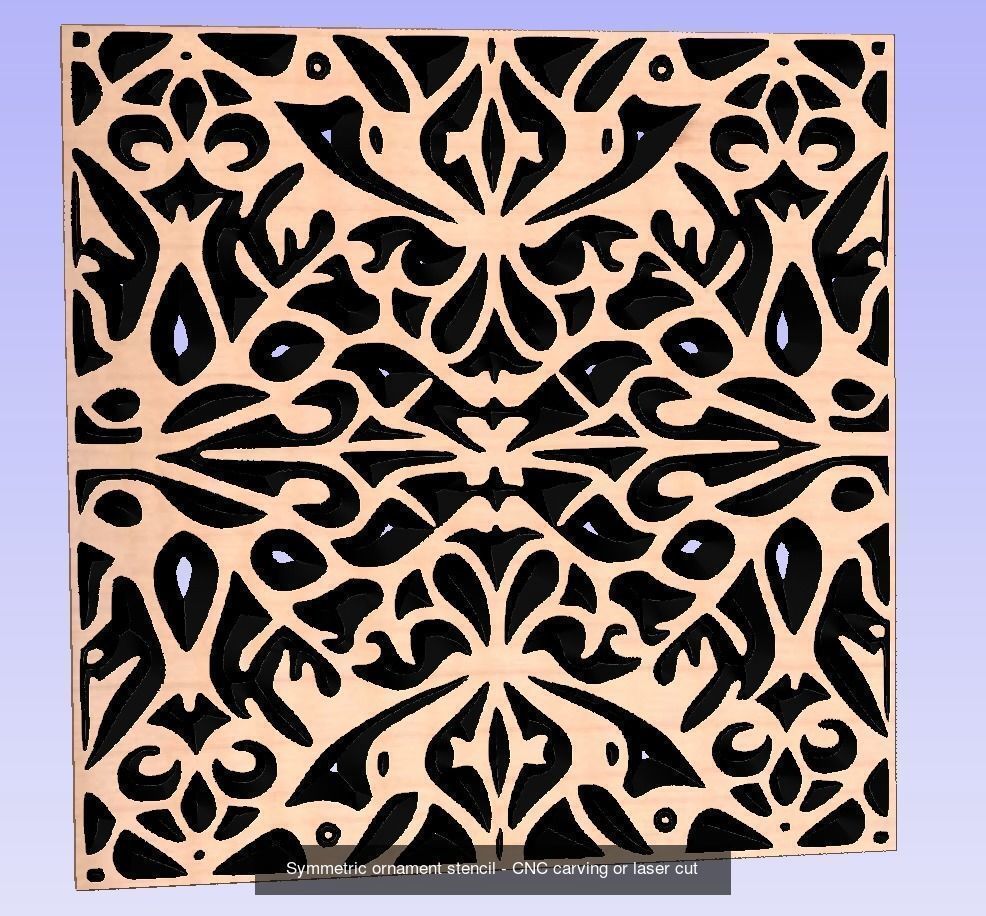 Symmetric ornament stencils for laser cut or CNC carving 3D Model Collection_2