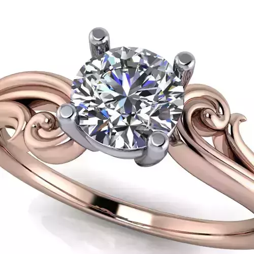 Vintage one Carat Solitaire scroll art design engagement ring 