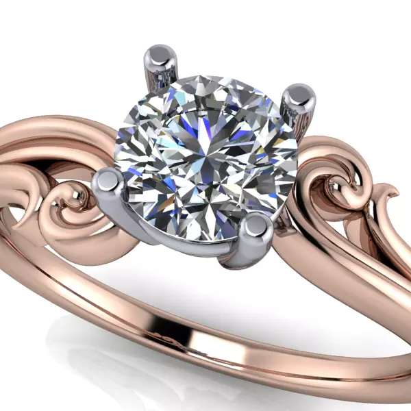 Vintage one Carat Solitaire scroll art design engagement ring 3D print model