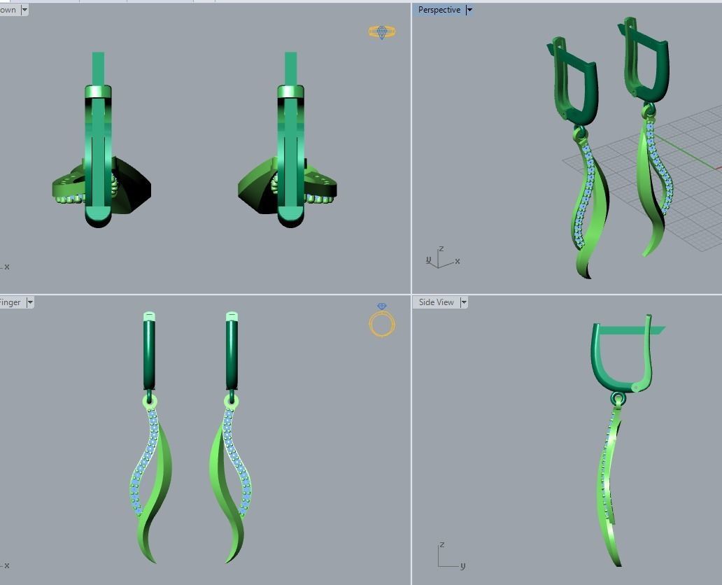 17 hanging earrings in this package 3D Model Collection_46