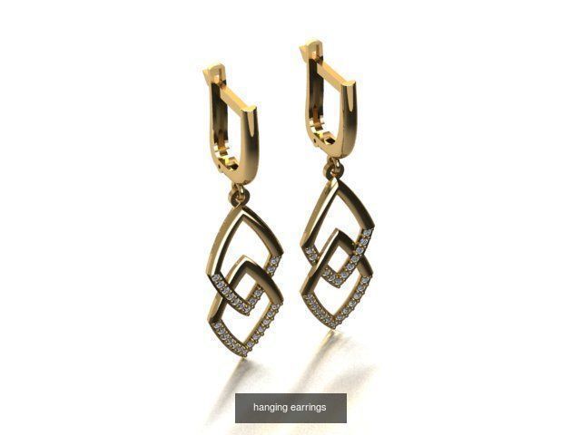 17 hanging earrings in this package 3D Model Collection_14