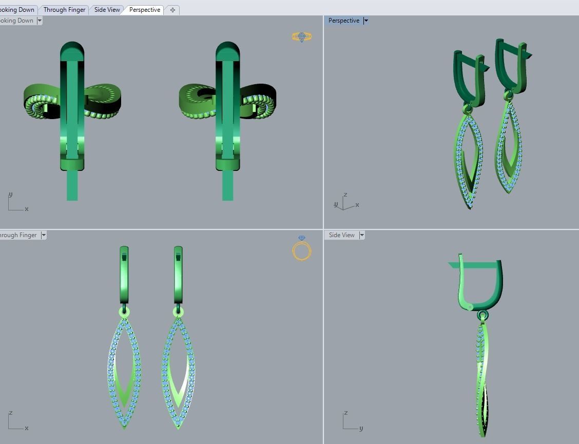 17 hanging earrings in this package 3D Model Collection_36