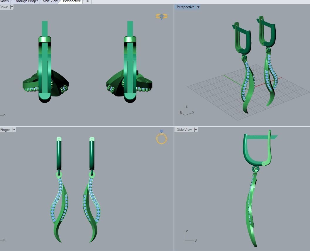 17 hanging earrings in this package 3D Model Collection_61