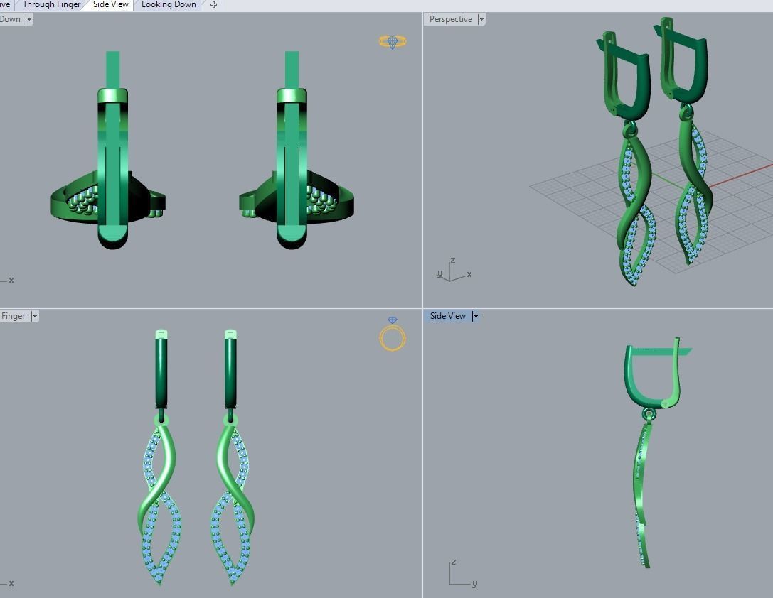 17 hanging earrings in this package 3D Model Collection_56