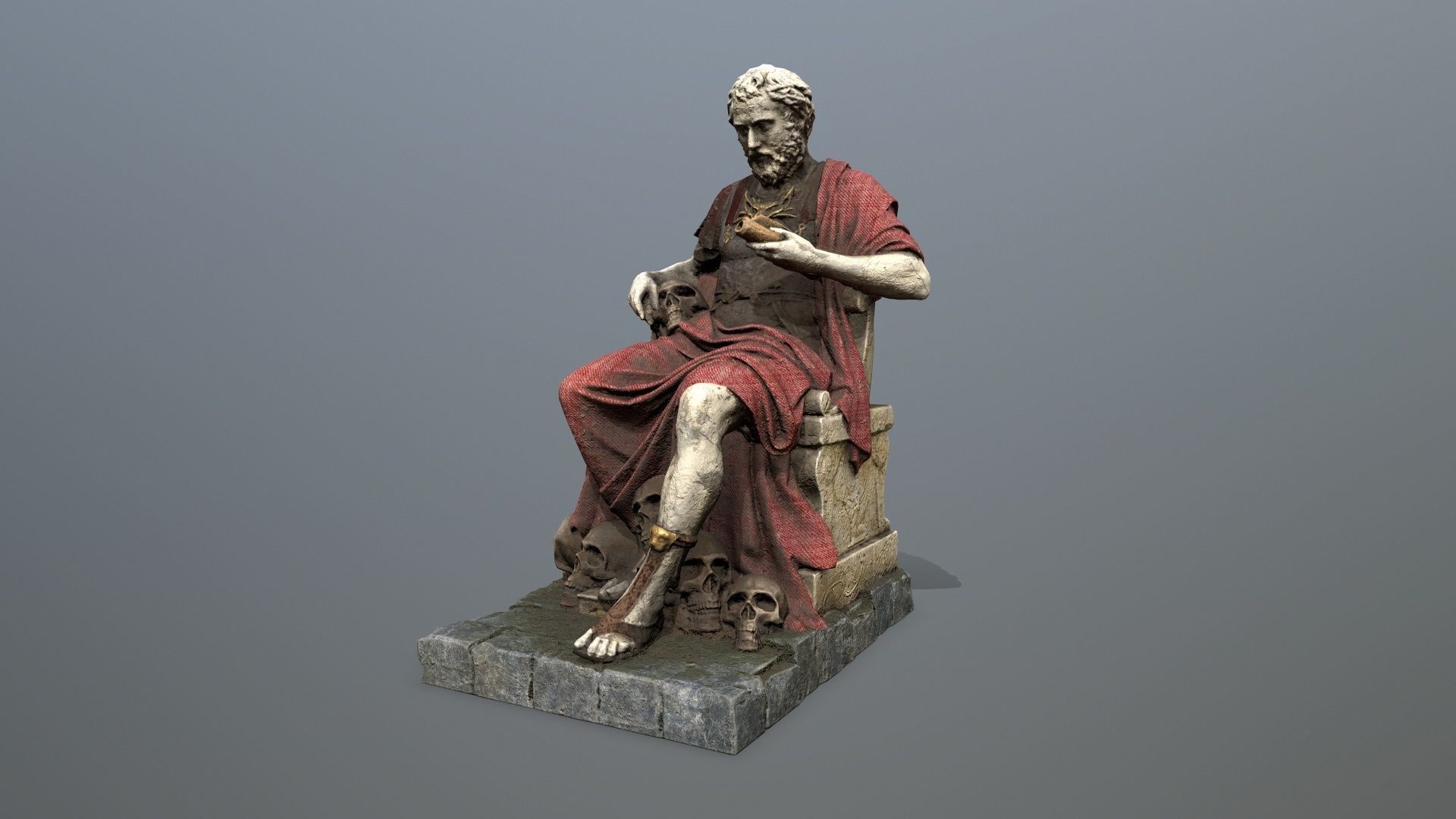 Man Statue Low-poly 3D model_4