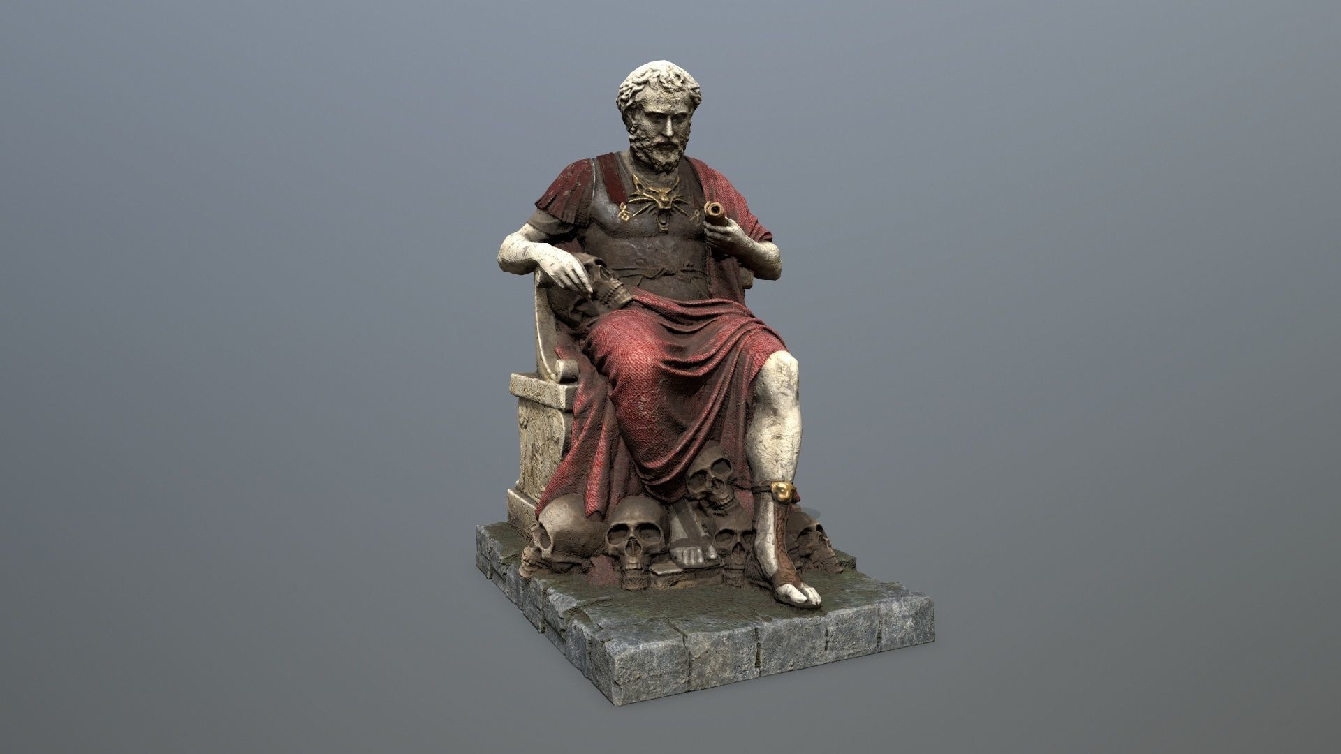Man Statue Low-poly 3D model_2