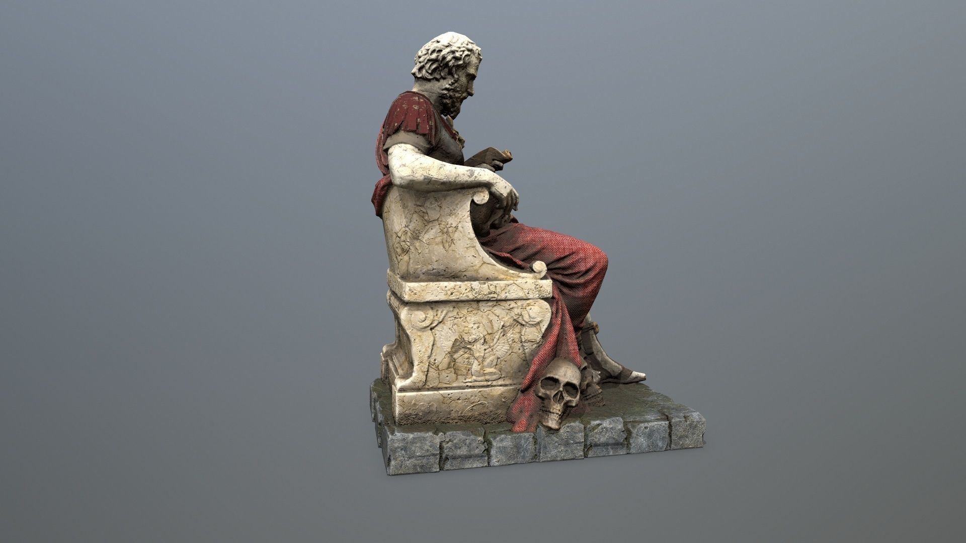 Man Statue Low-poly 3D model_9