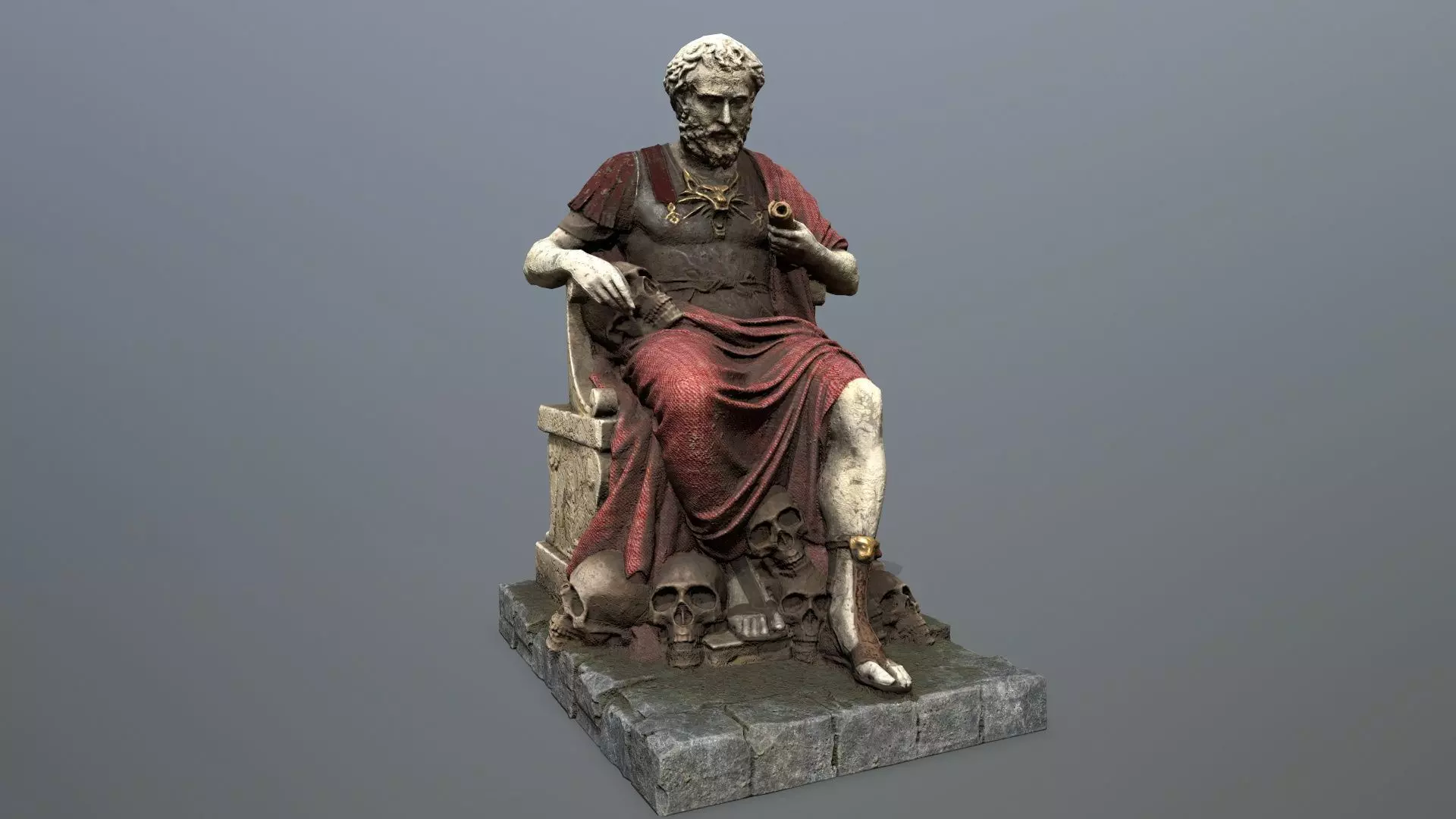 Man Statue Low-poly 3D model_0