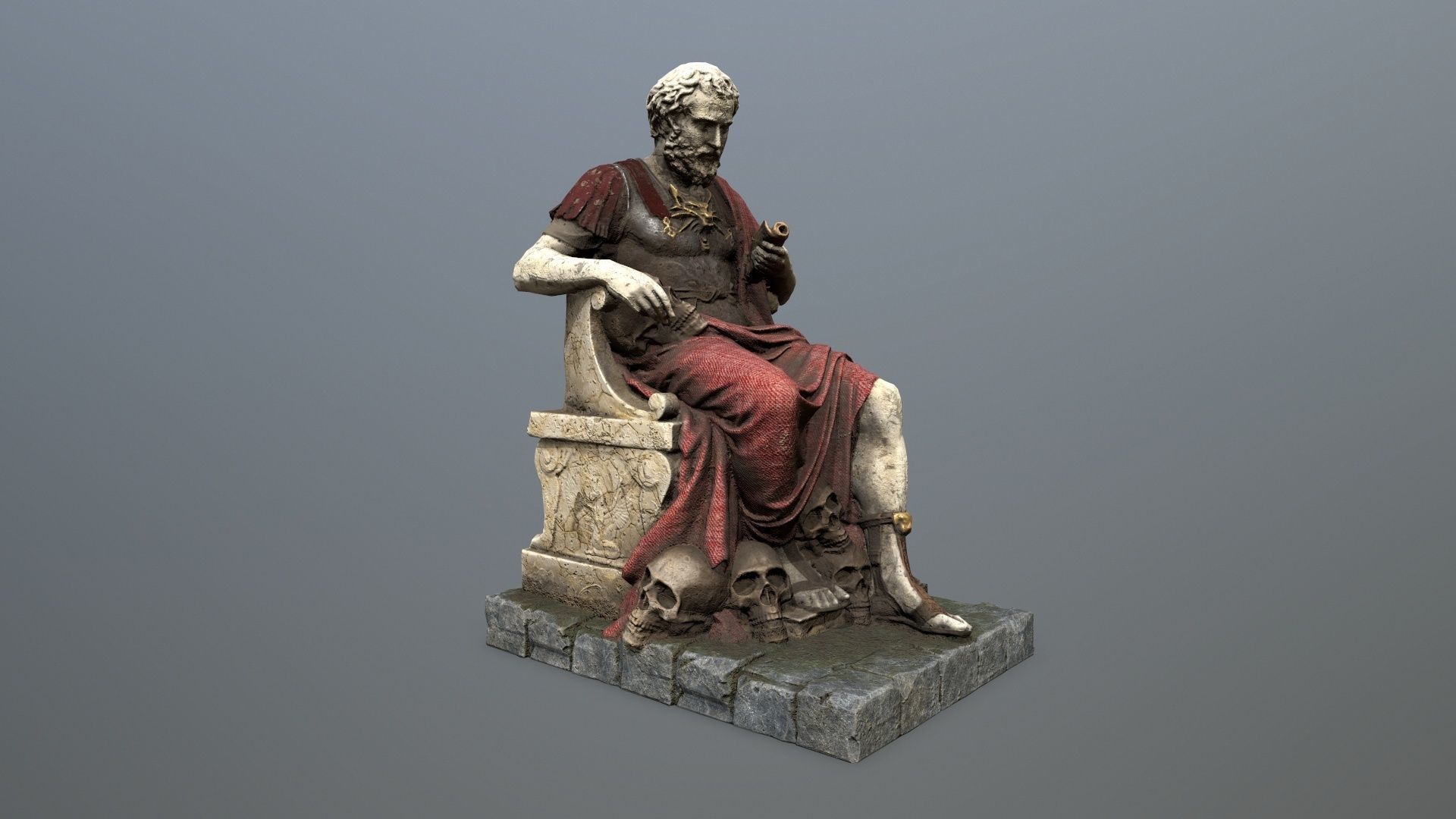 Man Statue Low-poly 3D model_10