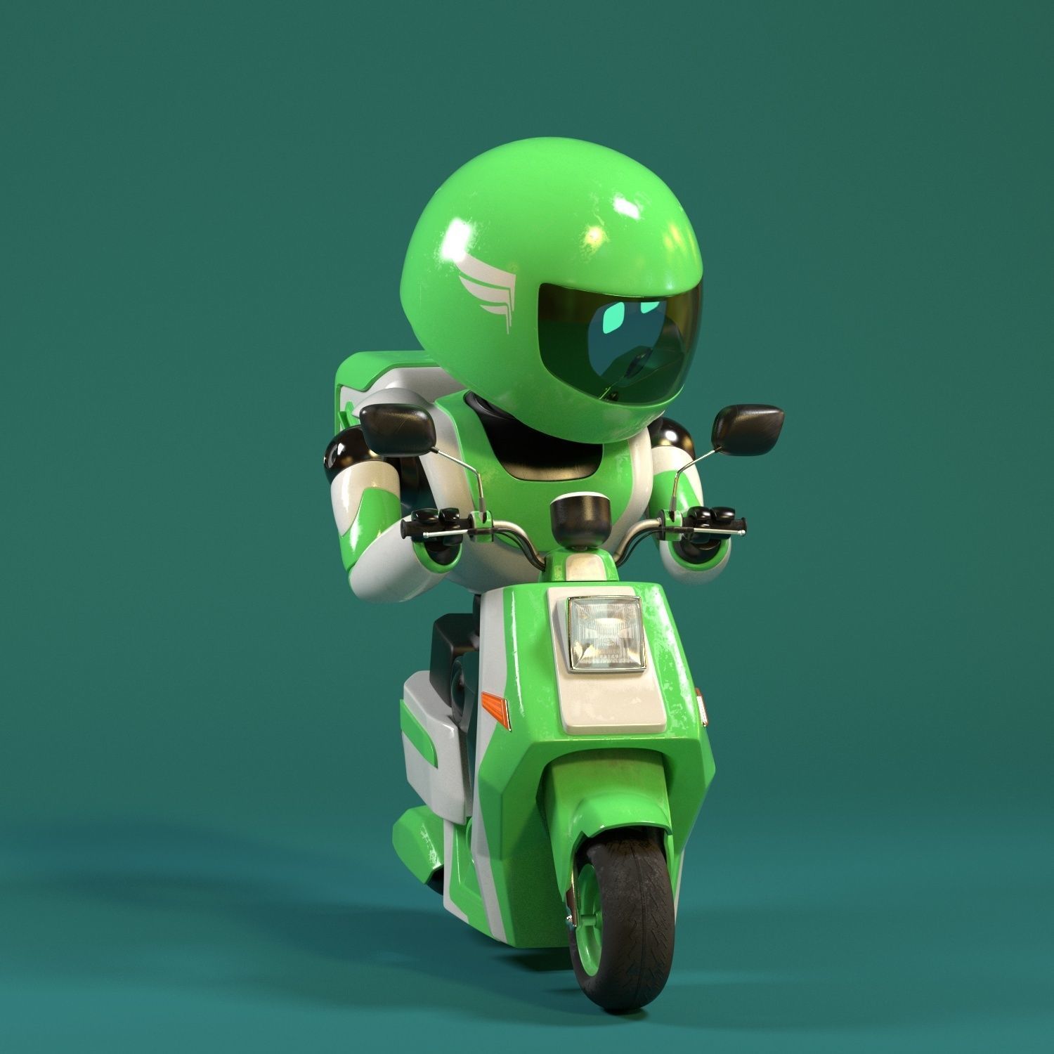 Robot character transformer scooter future scifi rigged in maya Low-poly 3D model_13