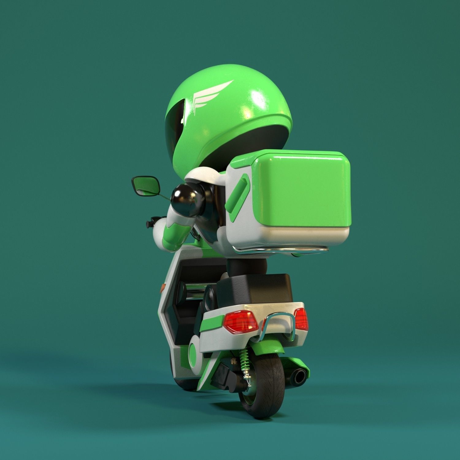 Robot character transformer scooter future scifi rigged in maya Low-poly 3D model_10