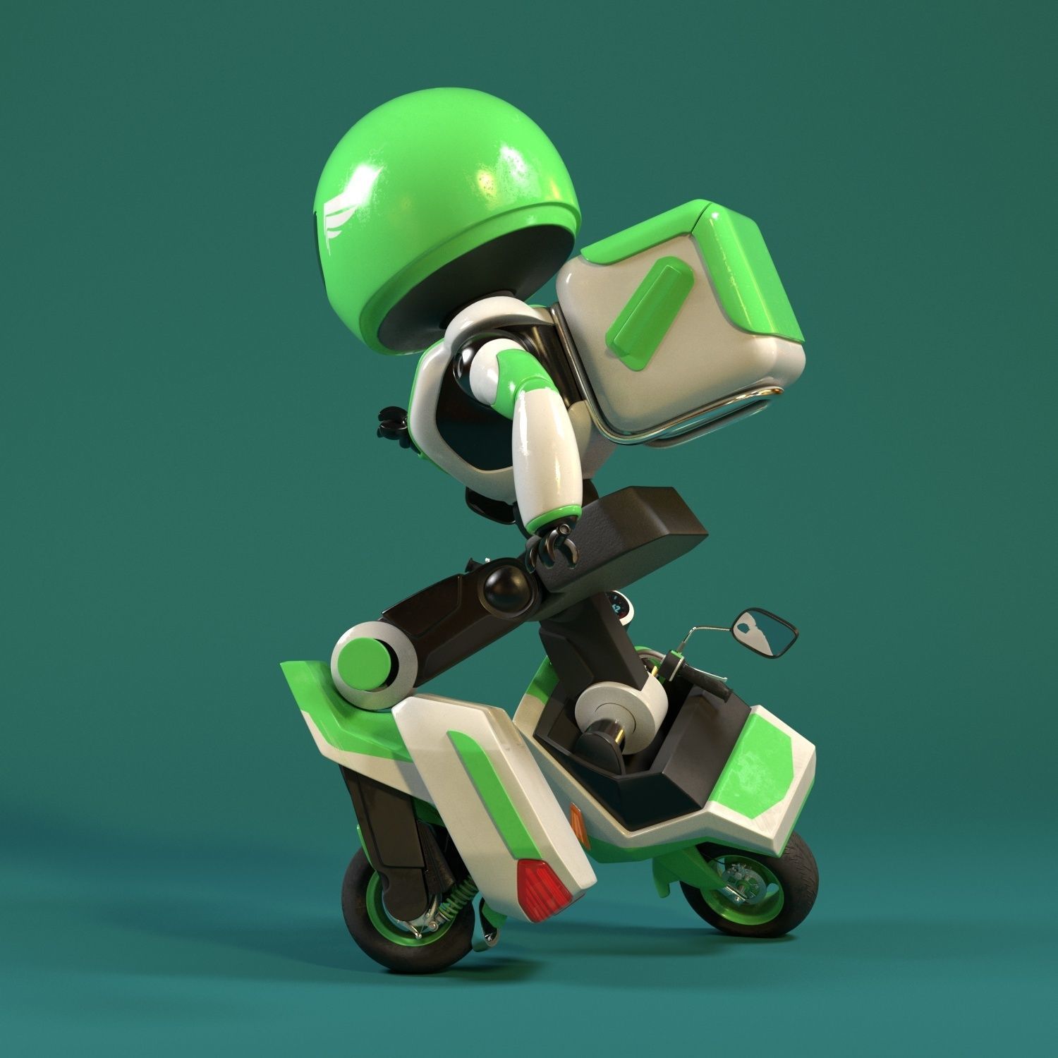 Robot character transformer scooter future scifi rigged in maya Low-poly 3D model_4