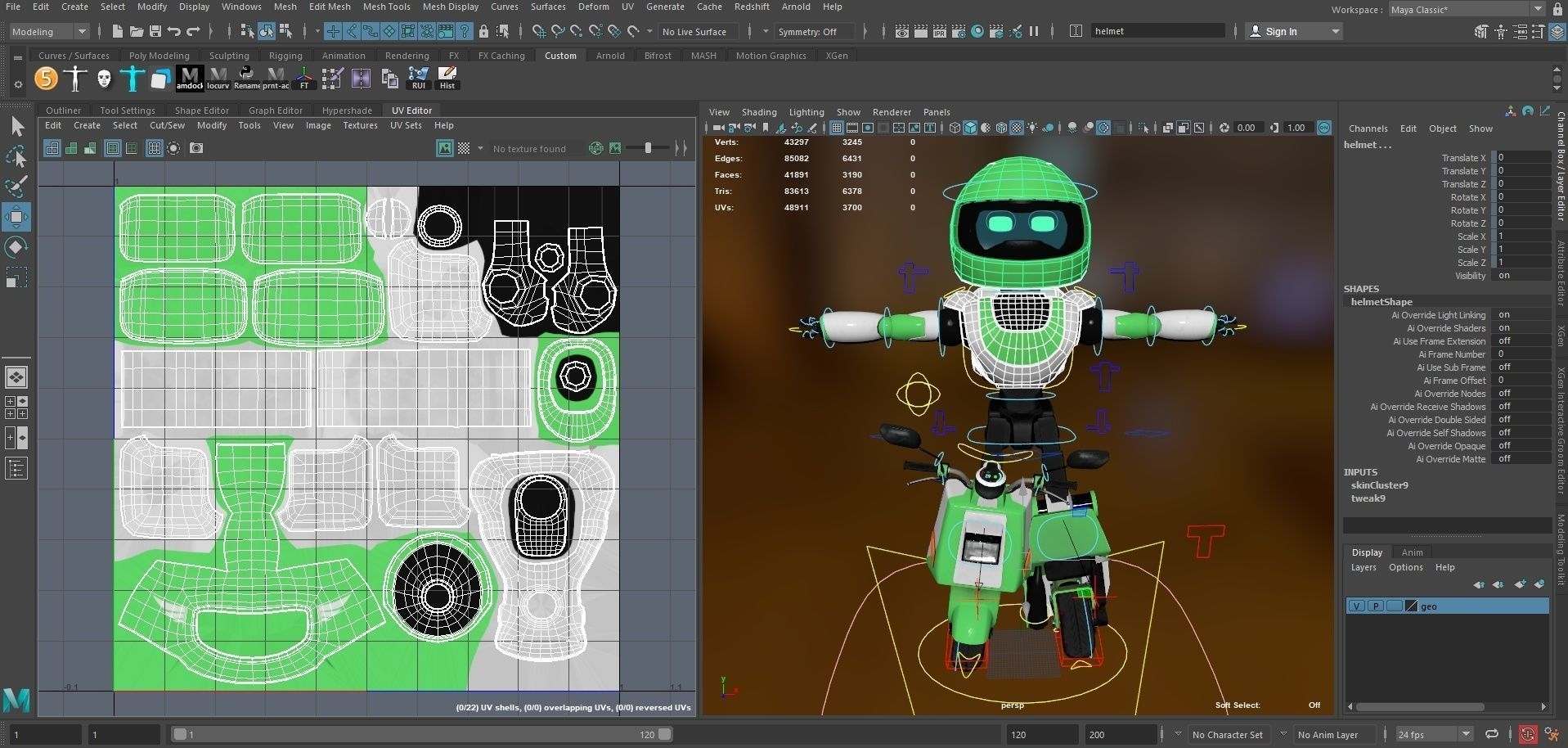 Robot character transformer scooter future scifi rigged in maya Low-poly 3D model_17